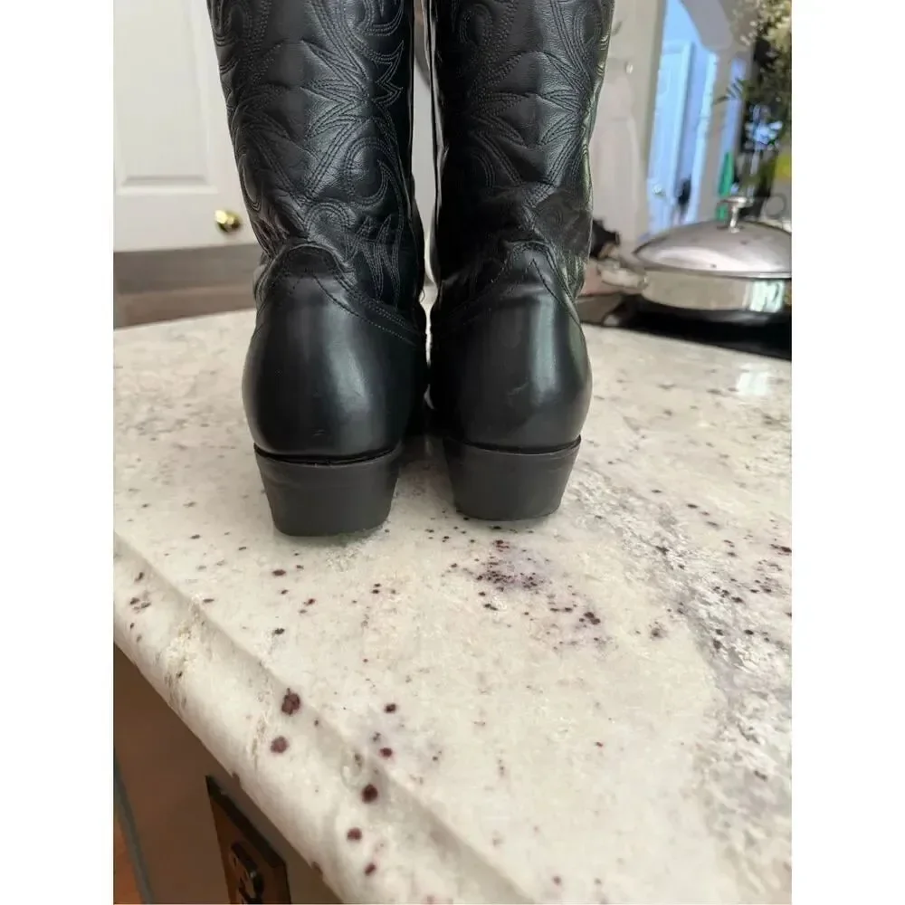 Larado Black 12” Paris Western Leather Cowboy Boots sz 11